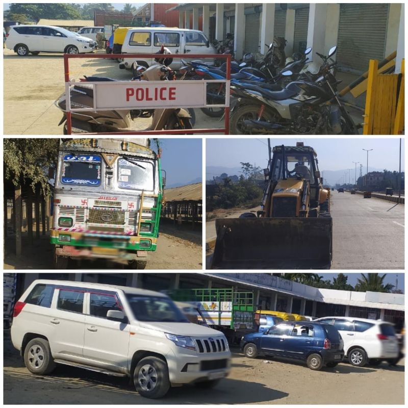 Some of the vehicles seized by the Dimapur Traffic Police for driving on the wrong lane. (Photo Courtesy: Twitter/@dimapurpolice)